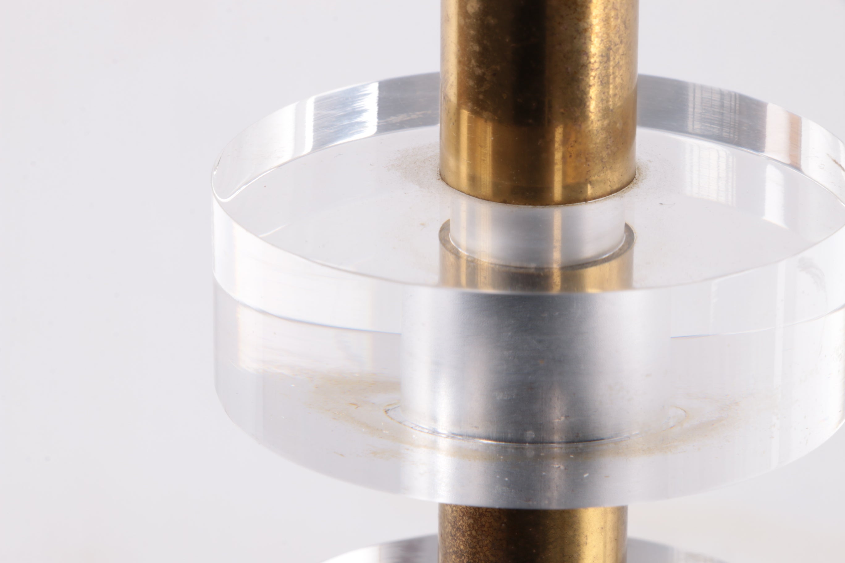 Regency Messing Plexiglas Tafellamp Lucite Brass 1970S Lamp.