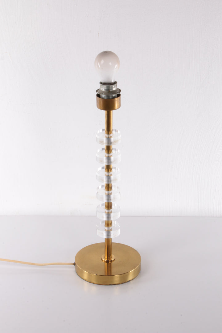 Regency Messing Plexiglas Tafellamp Lucite Brass 1970S Lamp.