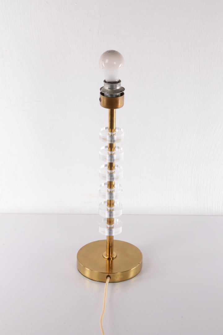 Regency Messing Plexiglas Tafellamp Lucite Brass 1970S Lamp.
