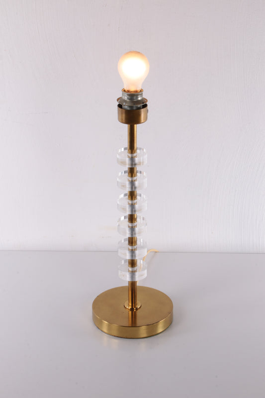 Regency Messing Plexiglas Tafellamp Lucite Brass 1970S Lamp.