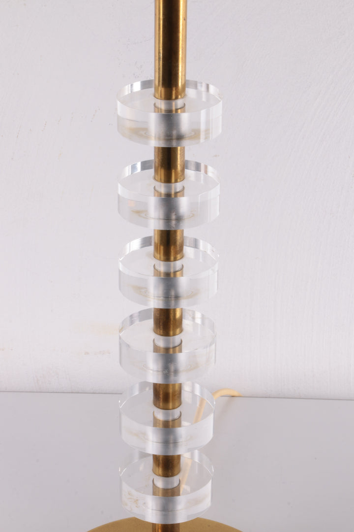 Regency Messing Plexiglas Tafellamp Lucite Brass 1970S Lamp.