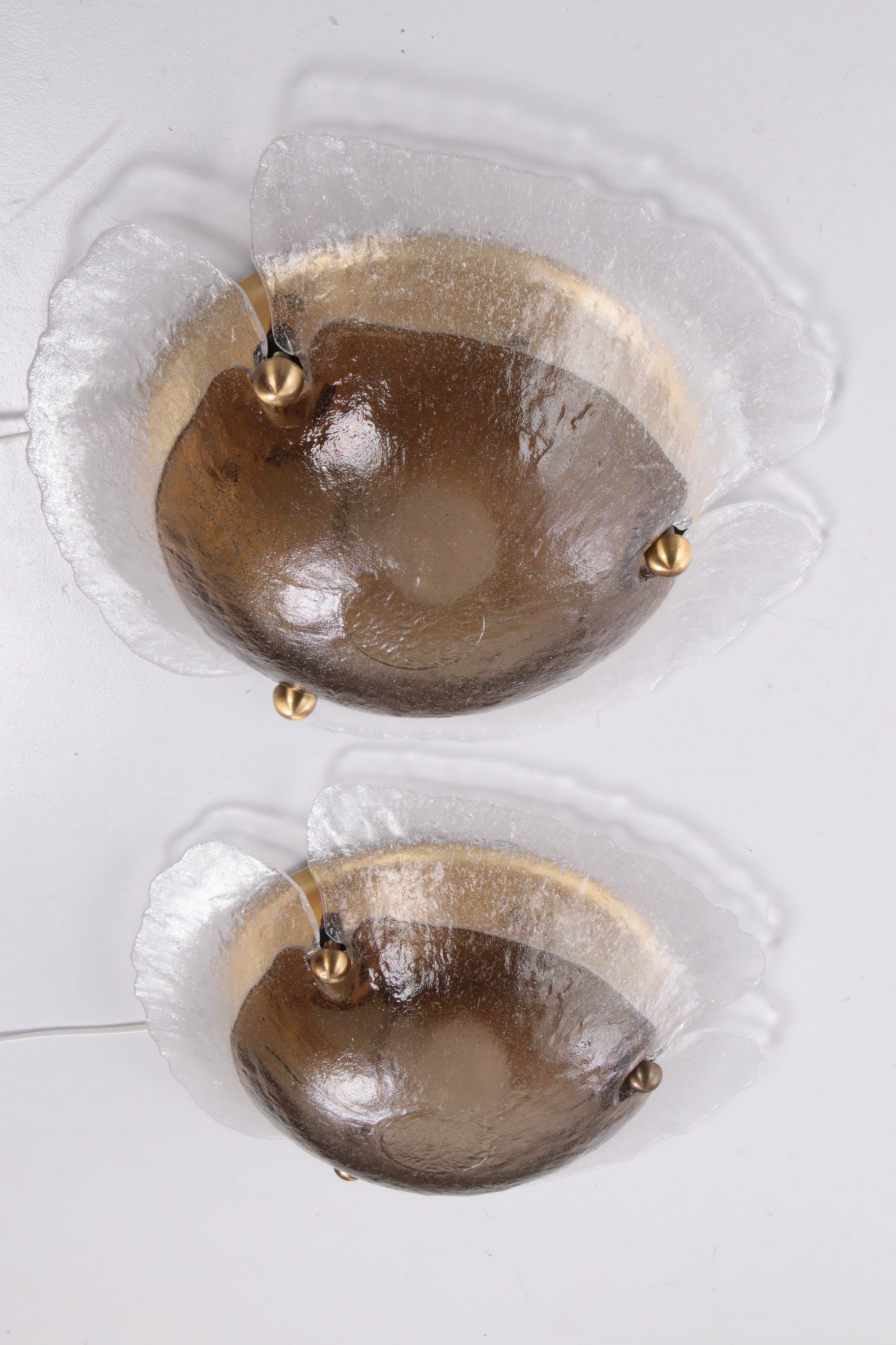 Set of 2 Two-Tone Flush Mount Ceiling Lights by Peill and Putzler, 1970s