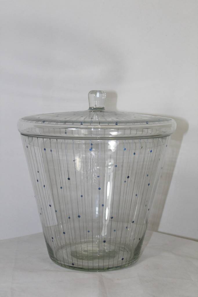 Glazen Bowlset Vintage 60's gestippeld voorkant groot glas