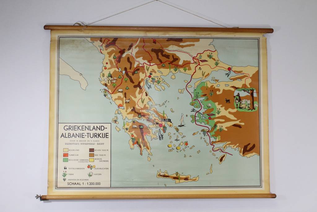 Schoolkaart Griekenland Albanië Turkije 84 x 116,5 voorkant