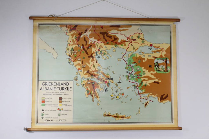 Schoolkaart Griekenland Albanië Turkije 84 x 116,5 voorkant