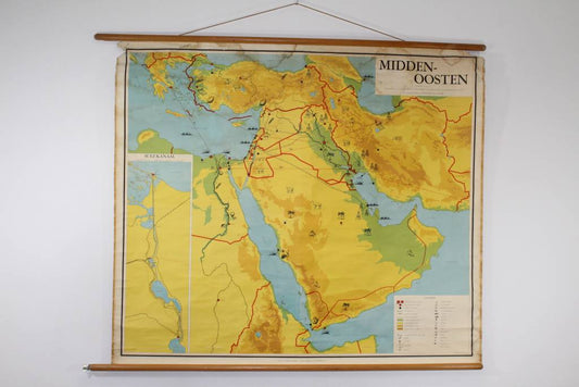 Vintage schoolkaart Midden-Oosten 117 x 140 voorkant