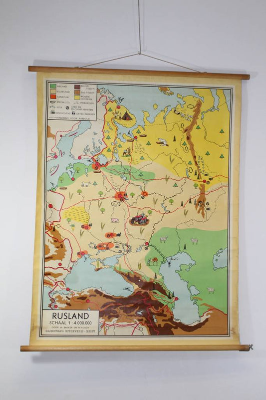 Vintage Schoolkaart van Rusland 110 x 89 voorkant