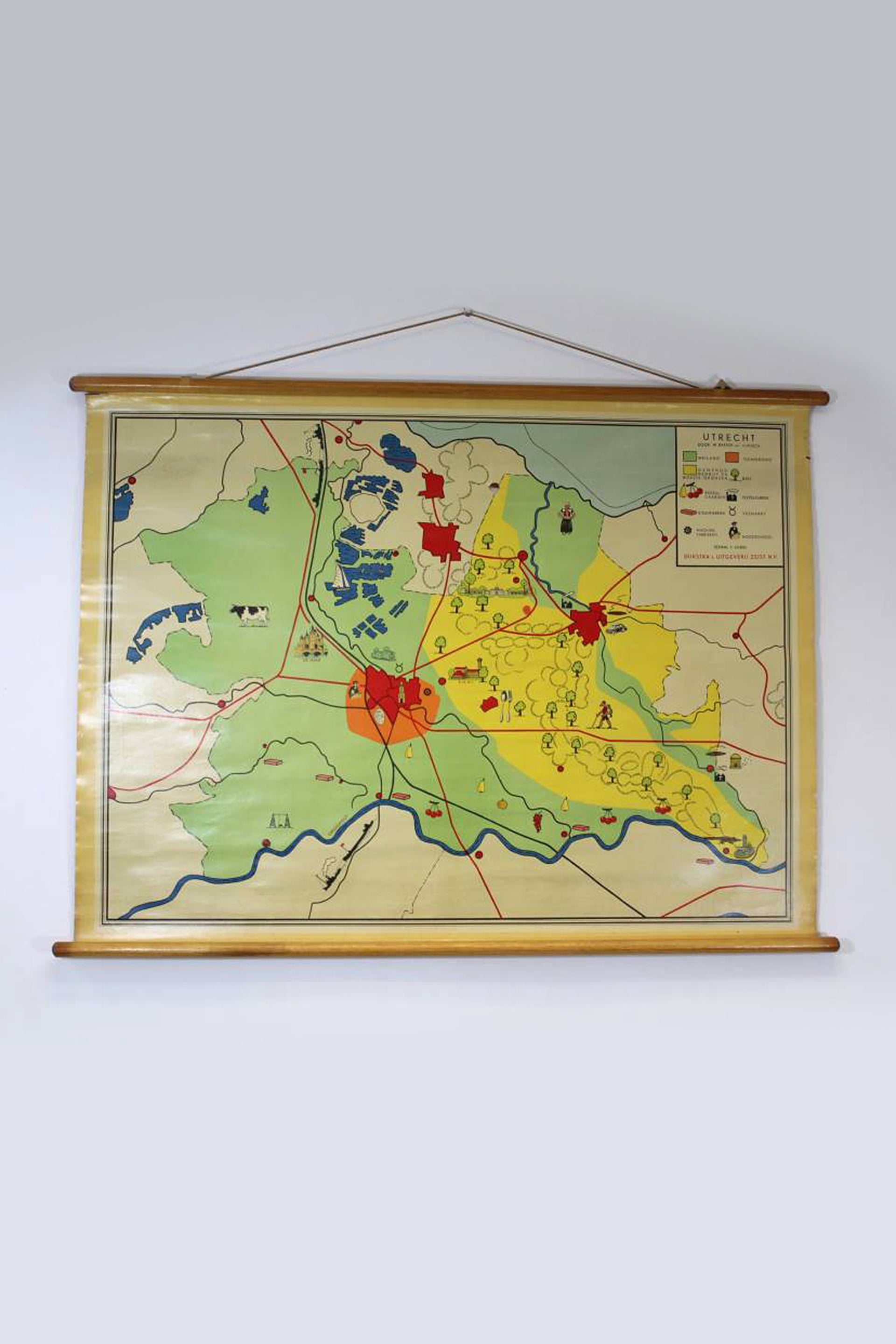 Vintage Canvas School Map of Utrecht Super decoration on children's room.