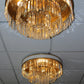 Set Vintage Messing Kristallen Plafondlamp L.A. Riedinger,1960s onderkant set