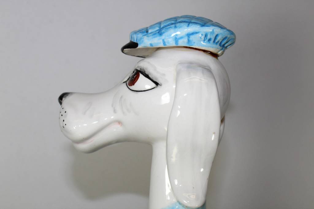 Vintage Hond Keramiek detail hoofd zijkant
