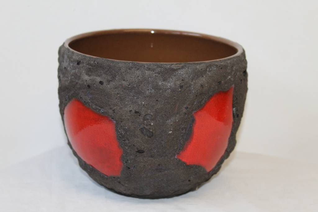 Vintage bloempot Roth FAT LAVA Rood\Zwart zijkant