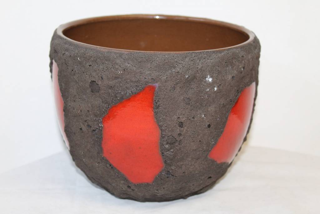 Vintage bloempot Roth FAT LAVA Rood\Zwart voorkant