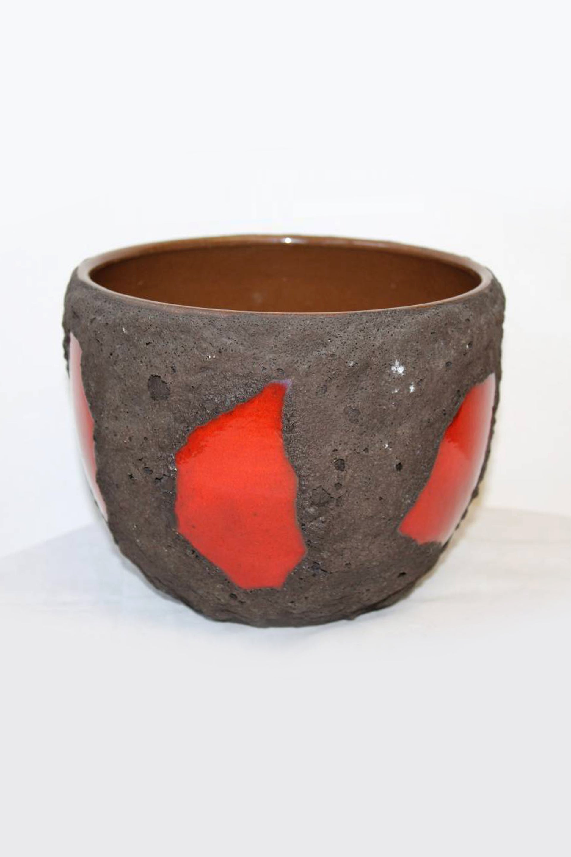 Vintage flower pot Roth FAT LAVA Red Black