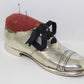 Zilveren Speldenkussen Grote schoen met houten zool zijkant