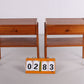 Set of 2 Danish Design teak nightstands with wooden knobs.