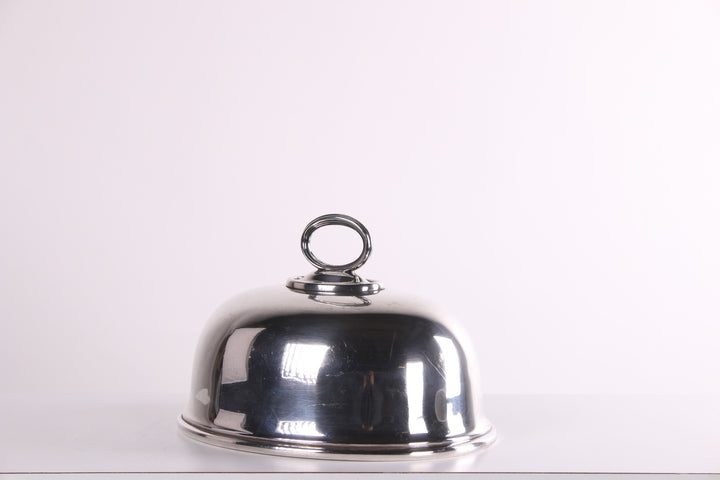 Oude verzilverde Cloche of dekschaal voorkant