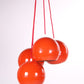 Vintage red spherical metal pendant lamp 1960s