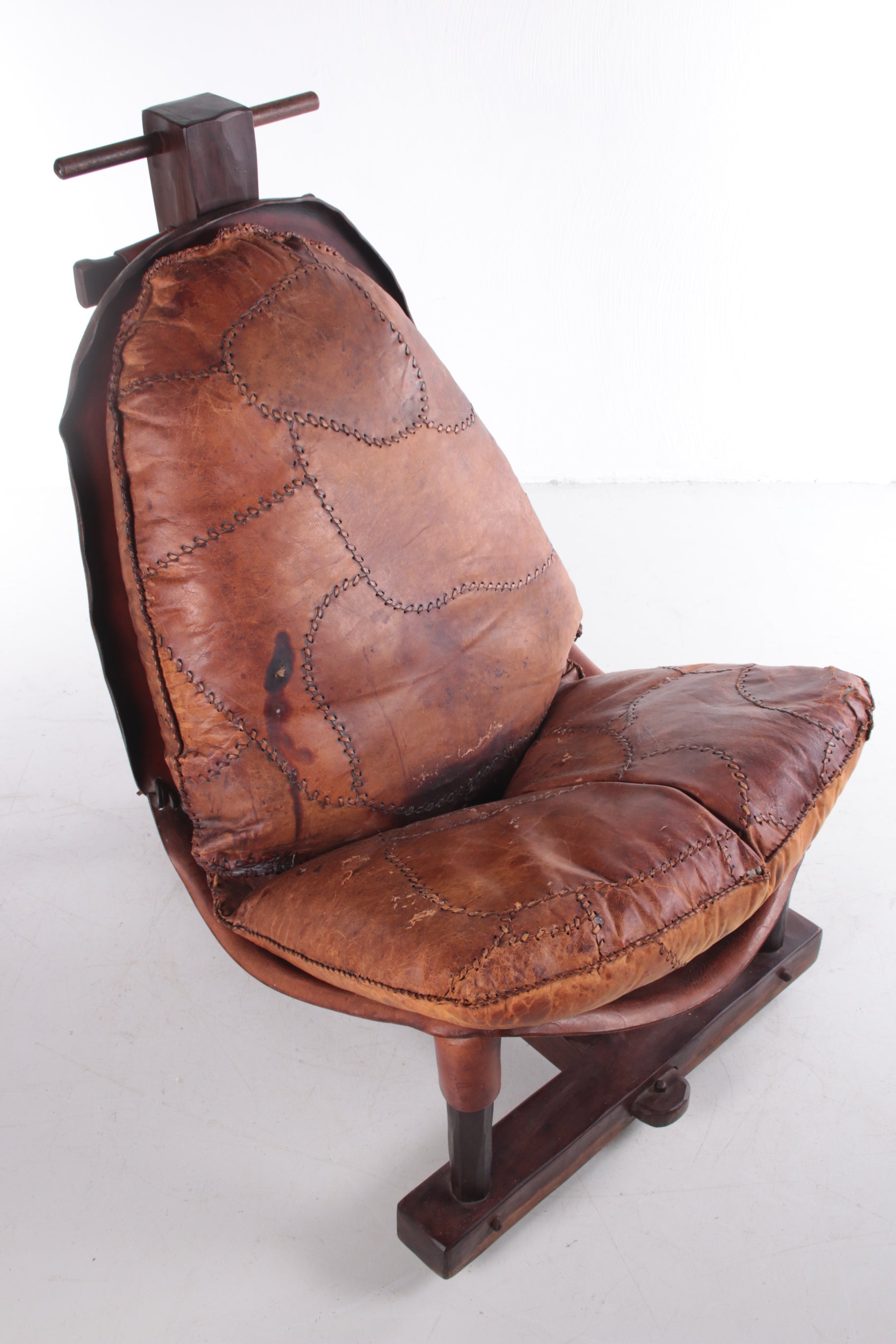 Brazilian Patched Leather Lounge Chair,1960s bovenkant