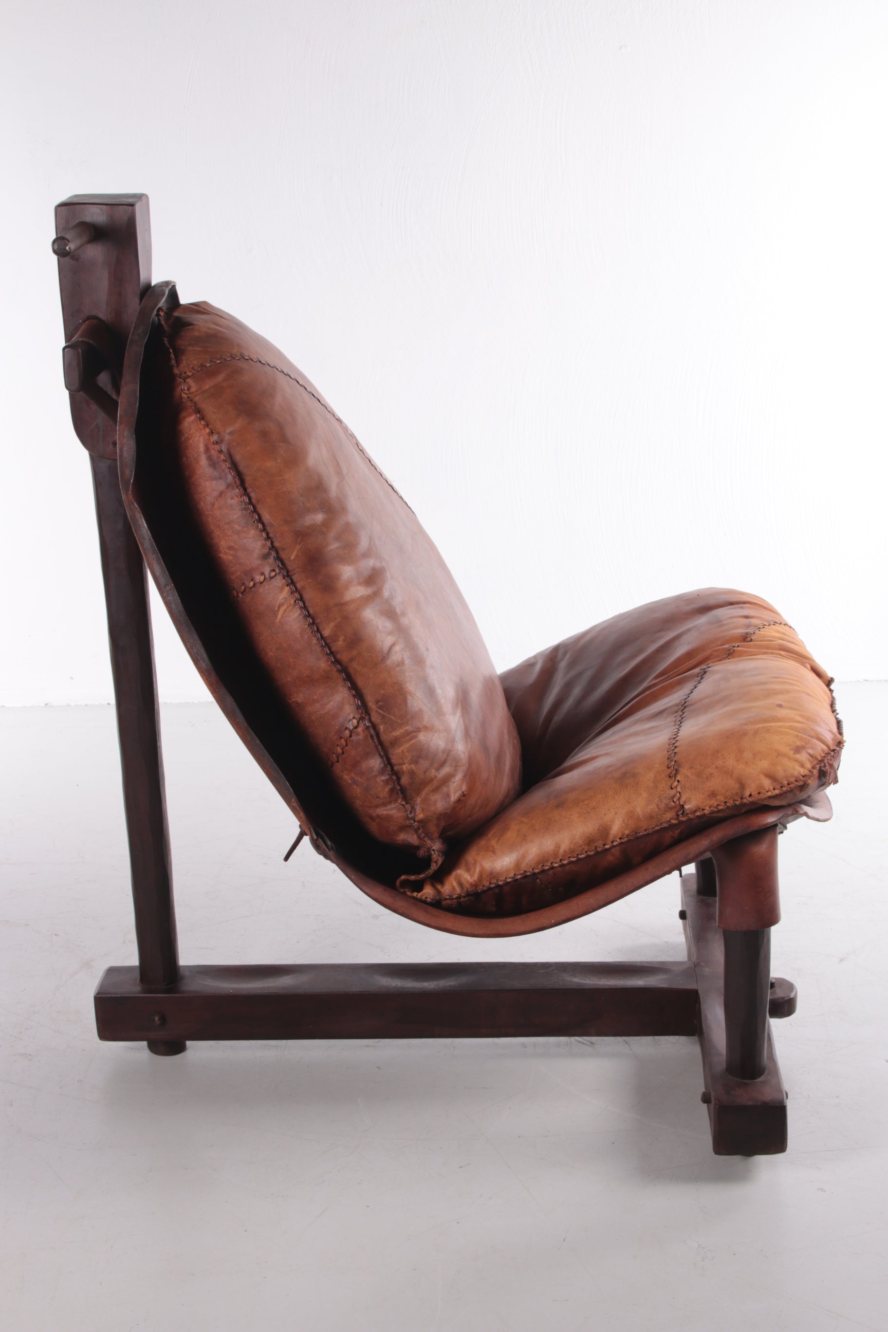 Brazilian Patched Leather Lounge Chair,1960s zijkant