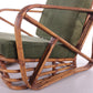 Vintage rotan bamboe lounge fauteuil Paul Frankl detailfoto onderstel