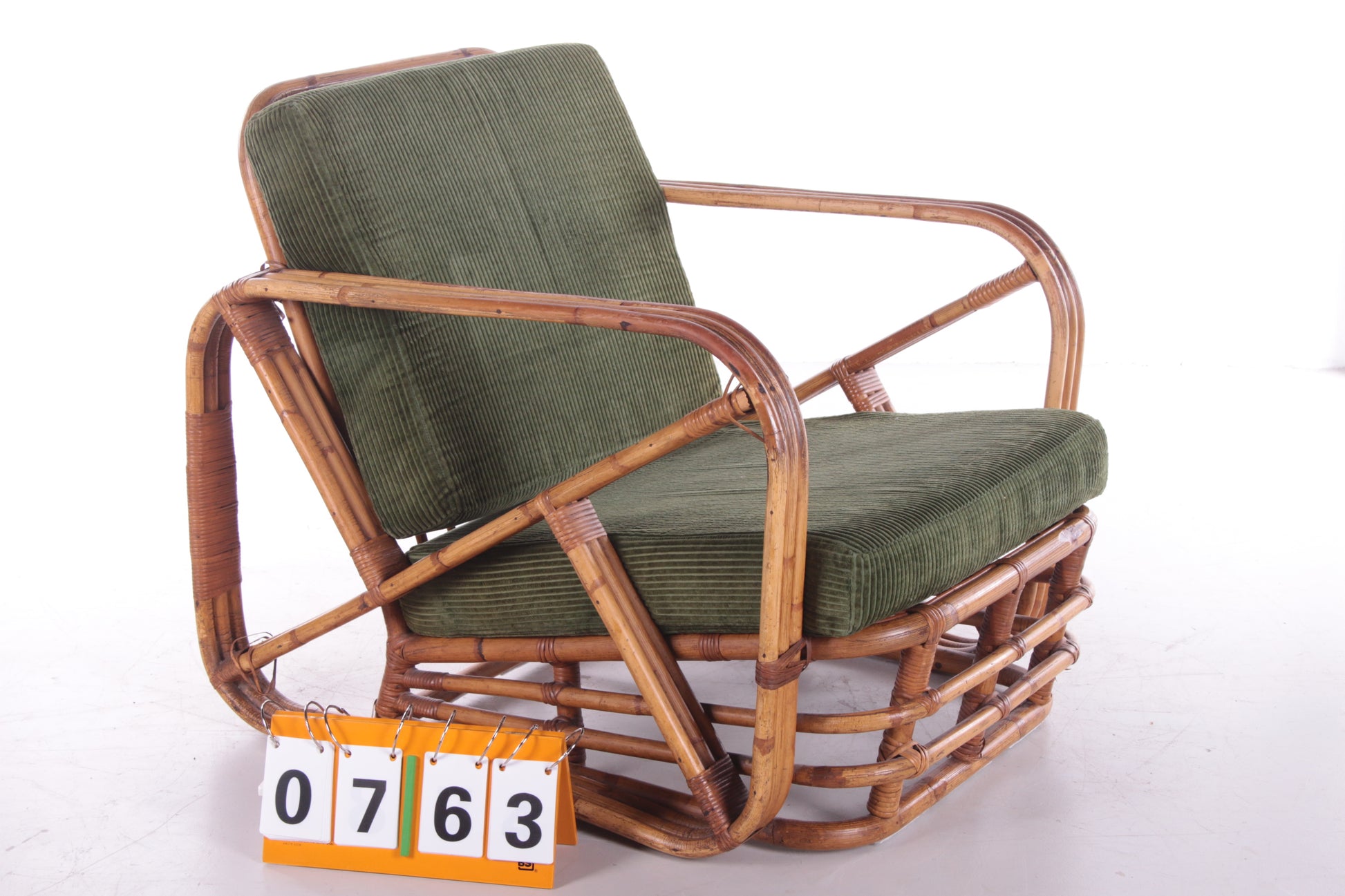 Vintage rotan bamboe lounge fauteuil Paul Frankl nummer foto