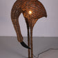 Grote Bamboo Vloerlamp van een vogel gemaakt in de jaren 60 In de USA voorkant licht aan