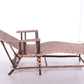 Spaanse bamboe en rieten opklapbare loungestoel uit de jaren 60 zijkant uitgeklapt