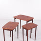Vintage Deens design nesting tables mimiset bijzettafels van teak hout set bovenkant
