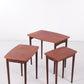 Vintage Deens design nesting tables mimiset bijzettafels van teak hout set voorkant