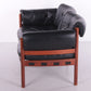 Vintage black leather 2 seater sofa by Sven Ellekaer for Coja, Sweden 1960s zijkant