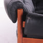 Vintage black leather 2 seater sofa by Sven Ellekaer for Coja, Sweden 1960s detail armleuning