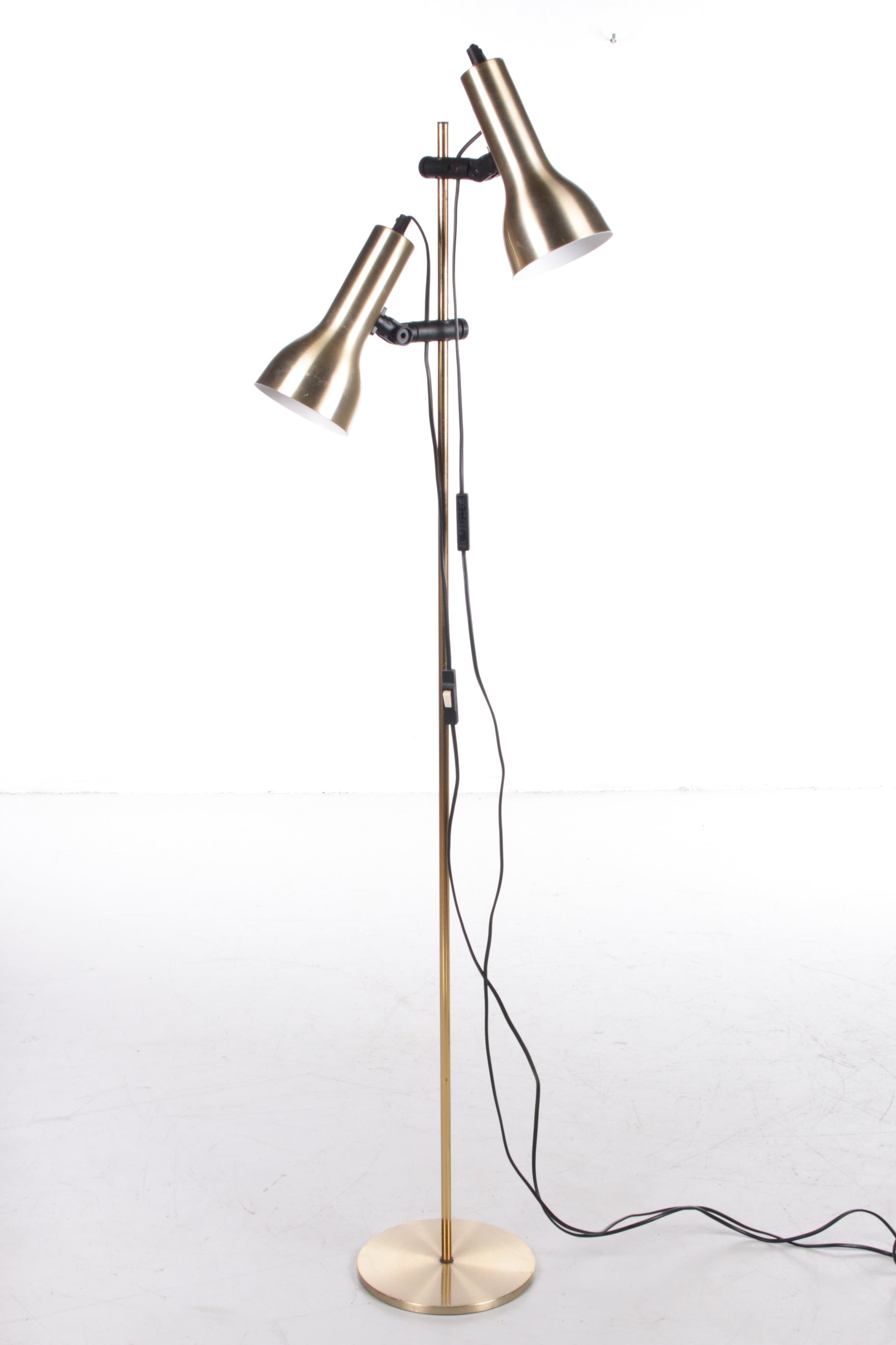 Vintage Deense gouden vloerlamp van Dansa, 1960s voorkant