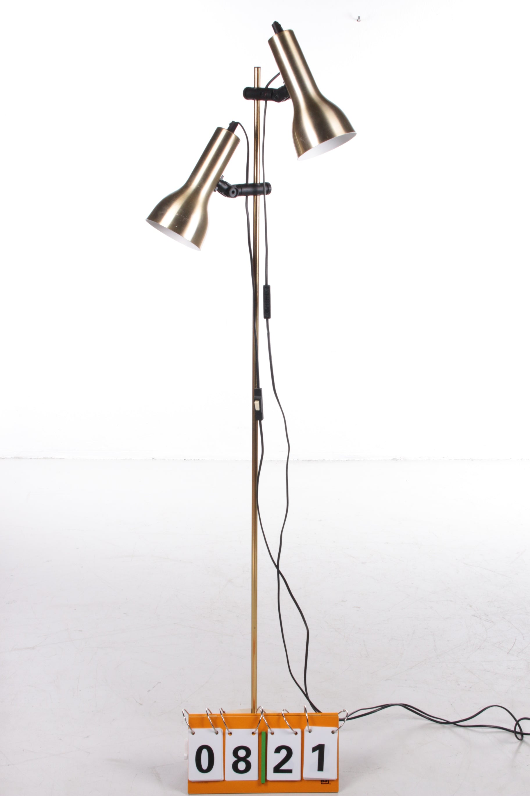 Vintage Deense gouden vloerlamp van Dansa, 1960s voorkant