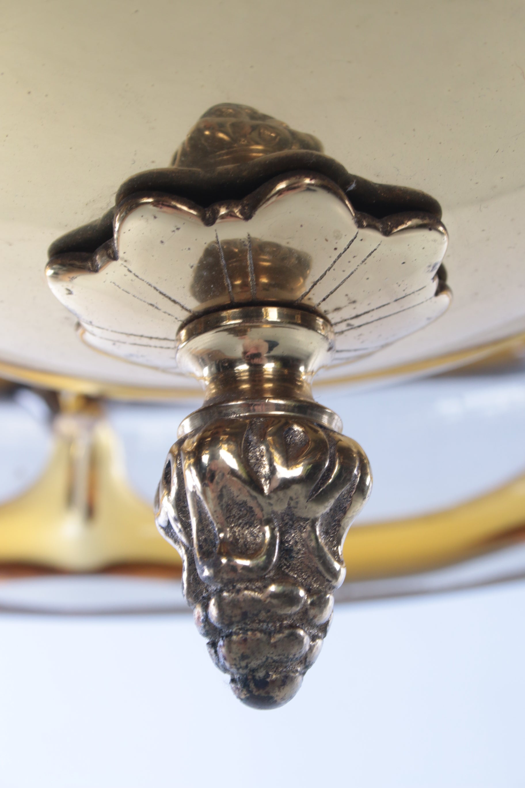 Hollywood Regency Hanglamp met Murano glas,Fischer Leuchten 70s detail onderkant