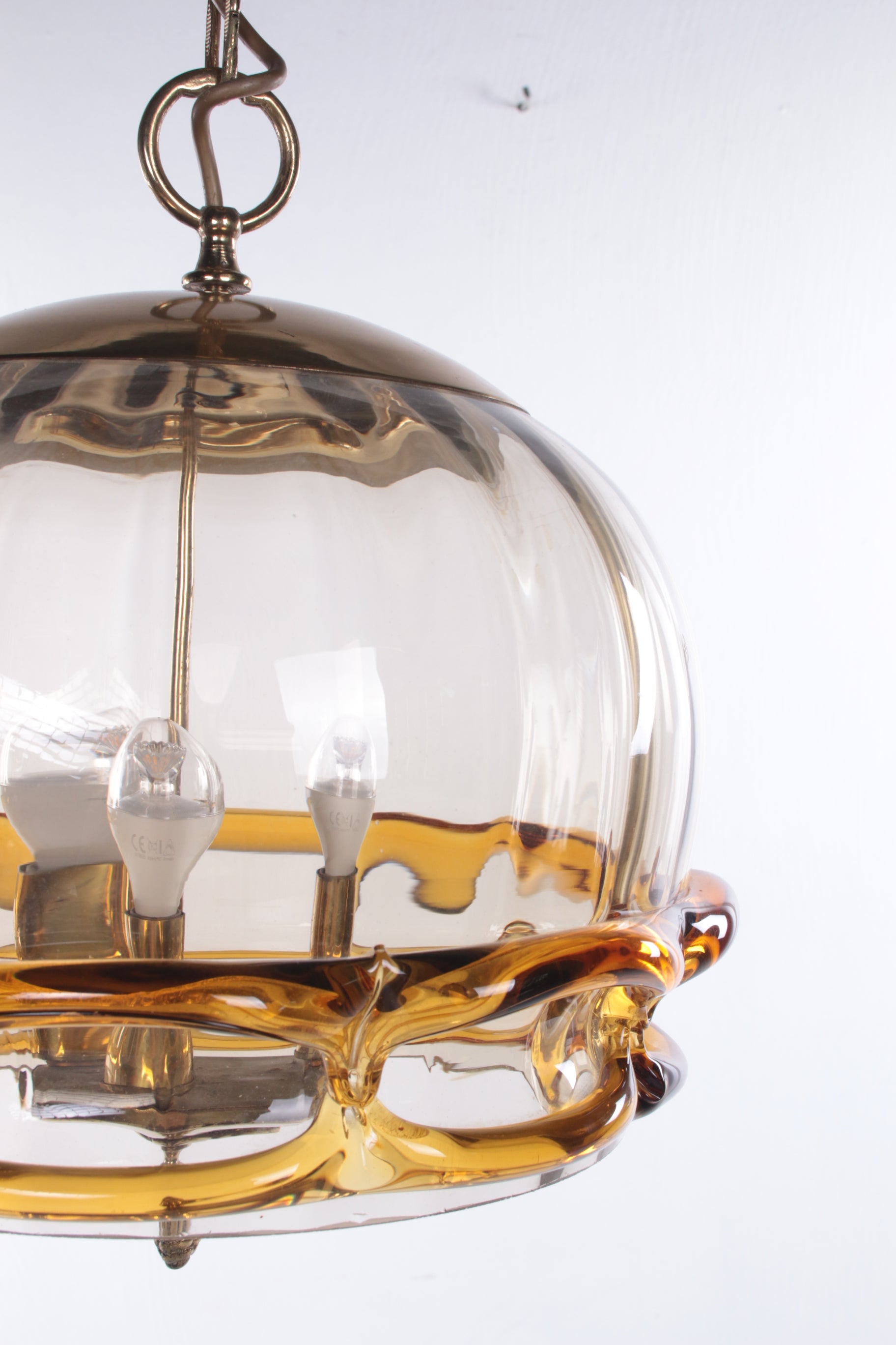 Hollywood Regency Hanglamp met Murano glas,Fischer Leuchten 70s detail foto