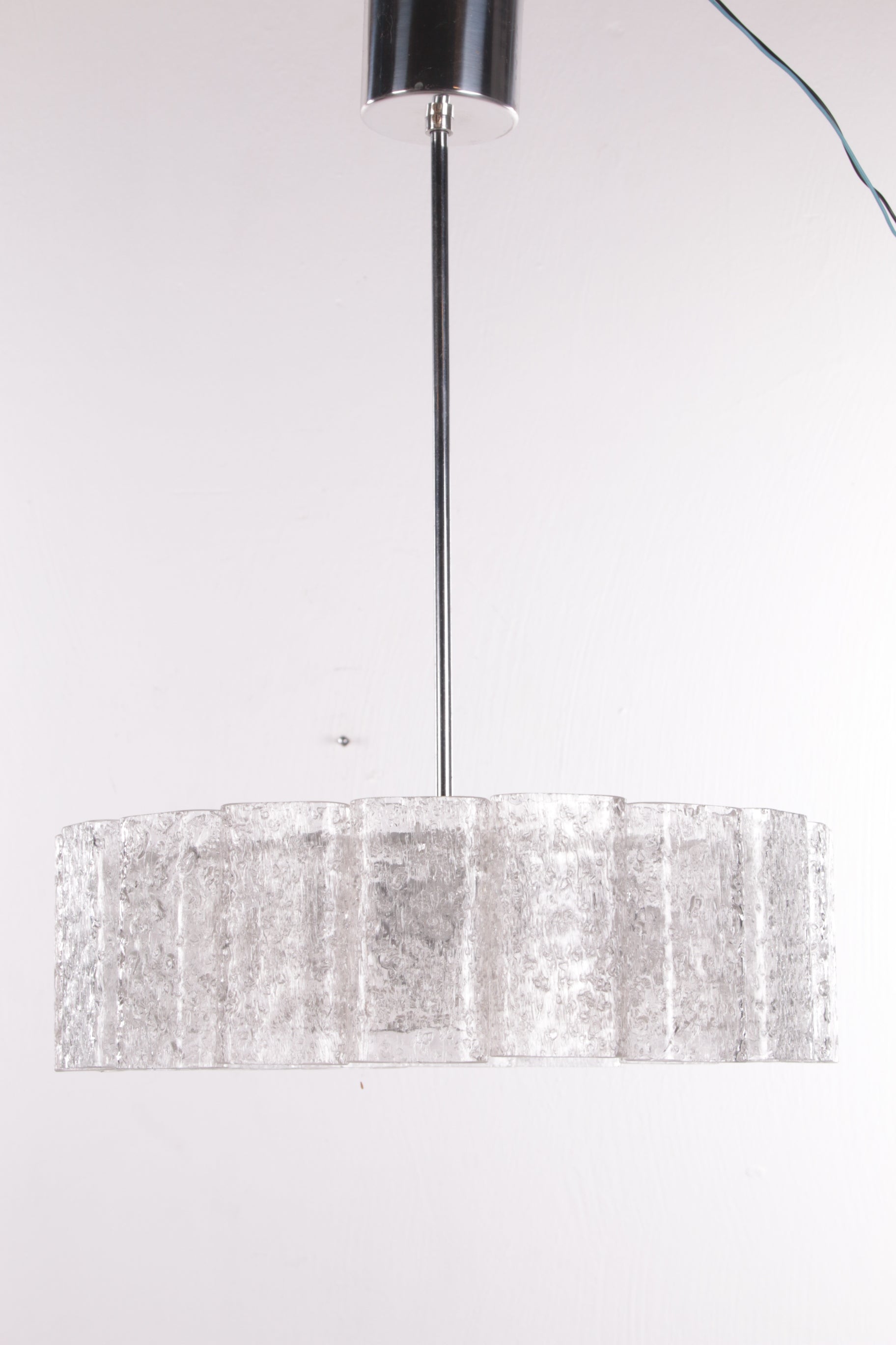 Mid-Century Ice Glass Pendant from Doria Leuchten