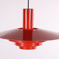 Deens Design Rode Metalen Hanglamp voorkant licht uit