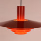 Deens Design Rode Metalen Hanglamp voorkant licht aan