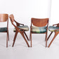 Mooie Set van 4 stoelen van Arne Hovmand Olsen voor Mogens kold jaren60 voor, zij en achterkant set