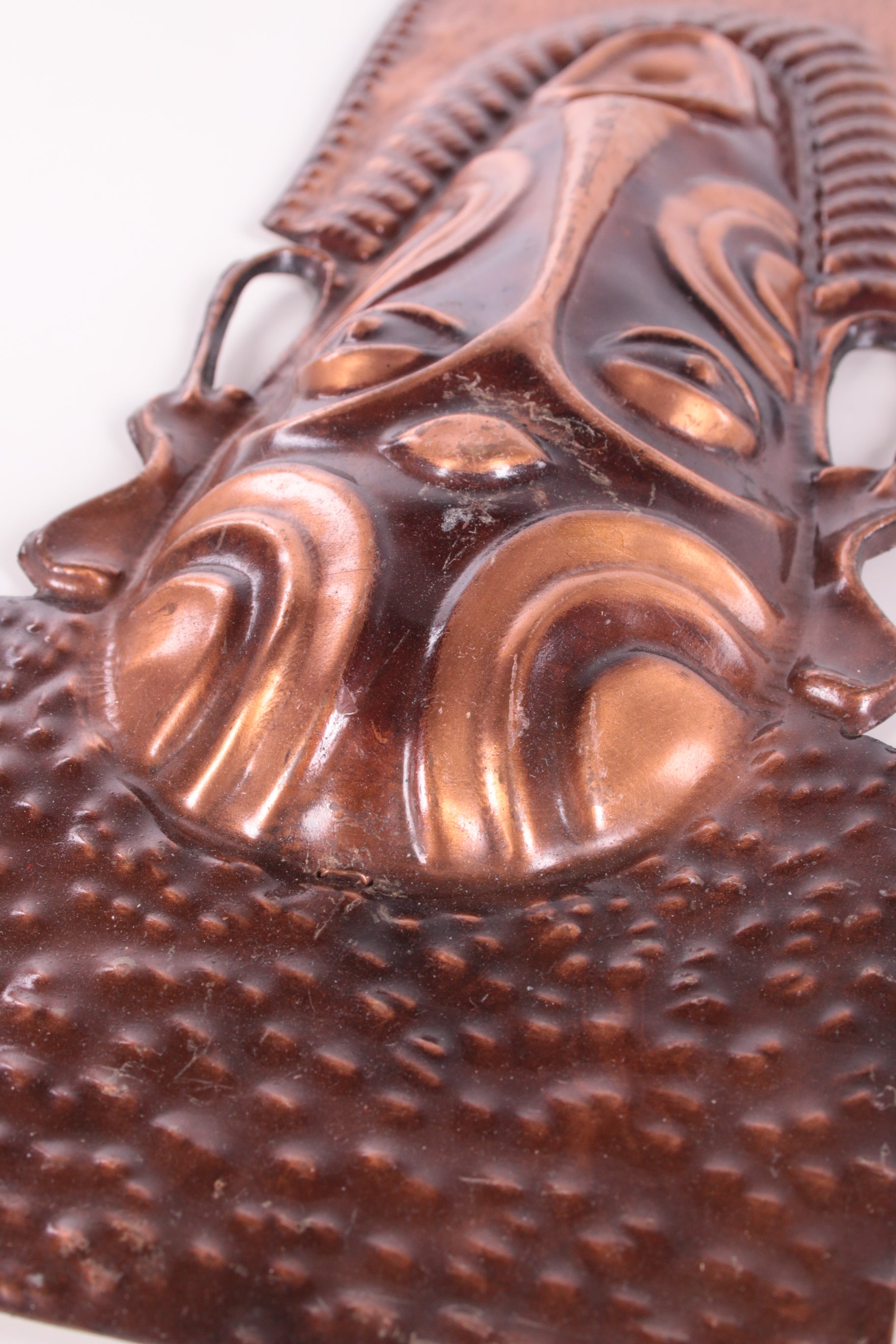 Set Vintage koperen maskers detail boven