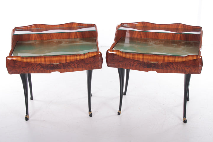 Mid-Century Moderne set Nachtkastjes van Paolo Buffa italie jaren 50 voorkant
