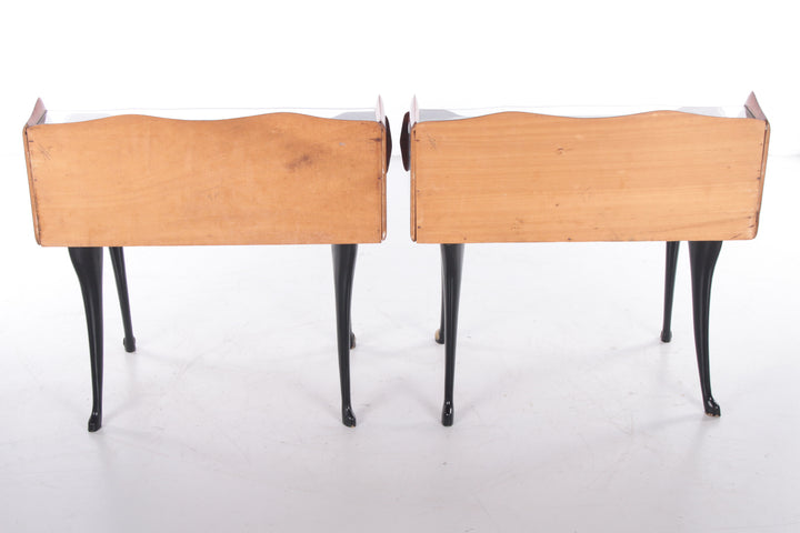 Mid-Century Moderne set Nachtkastjes van Paolo Buffa italie jaren 50 achterkant