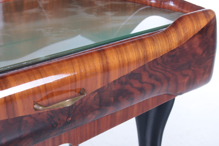 Mid-Century Moderne set Nachtkastjes van Paolo Buffa italie jaren 50 detail lade voorkant