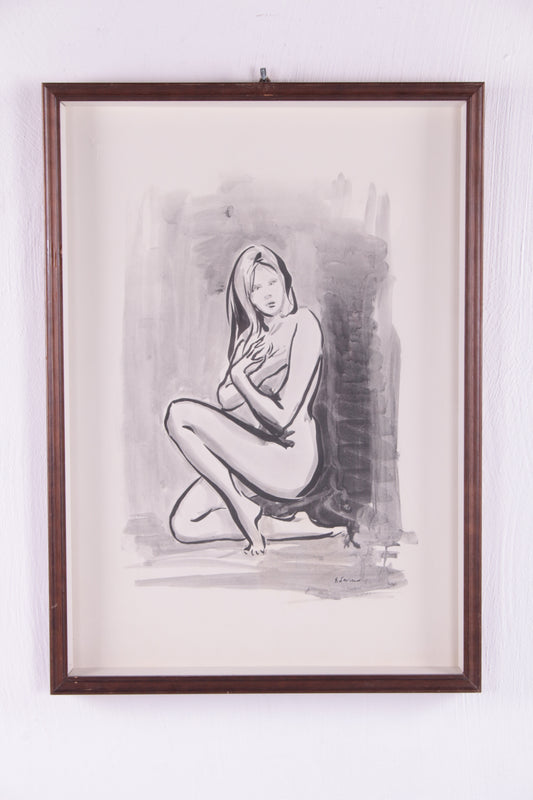 Tekening hand gemaakt naakte vrouw vrouw schets jaren 60 voorkant