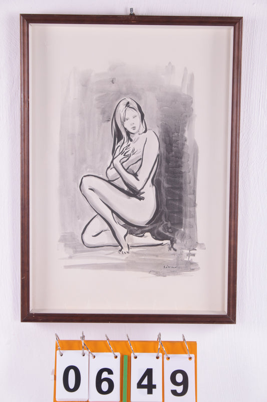 Tekening hand gemaakt naakte vrouw vrouw schets jaren 60 voorkant