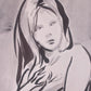 Tekening hand gemaakt naakte vrouw vrouw schets jaren 60 detail gezicht tekening