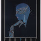 Wanddecoratie handgemaakt & gesigneerd door LEA, mooi blauw met de tekst Couture detail tekening