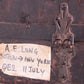 Zeer Oude hutkoffer van rond 1890 eeuw Henry Pollack Company,Texas detail scharnier