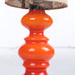 Oranje Vintage glazen tafellamp met gebloemde kap 60s detail glazen voetstuk