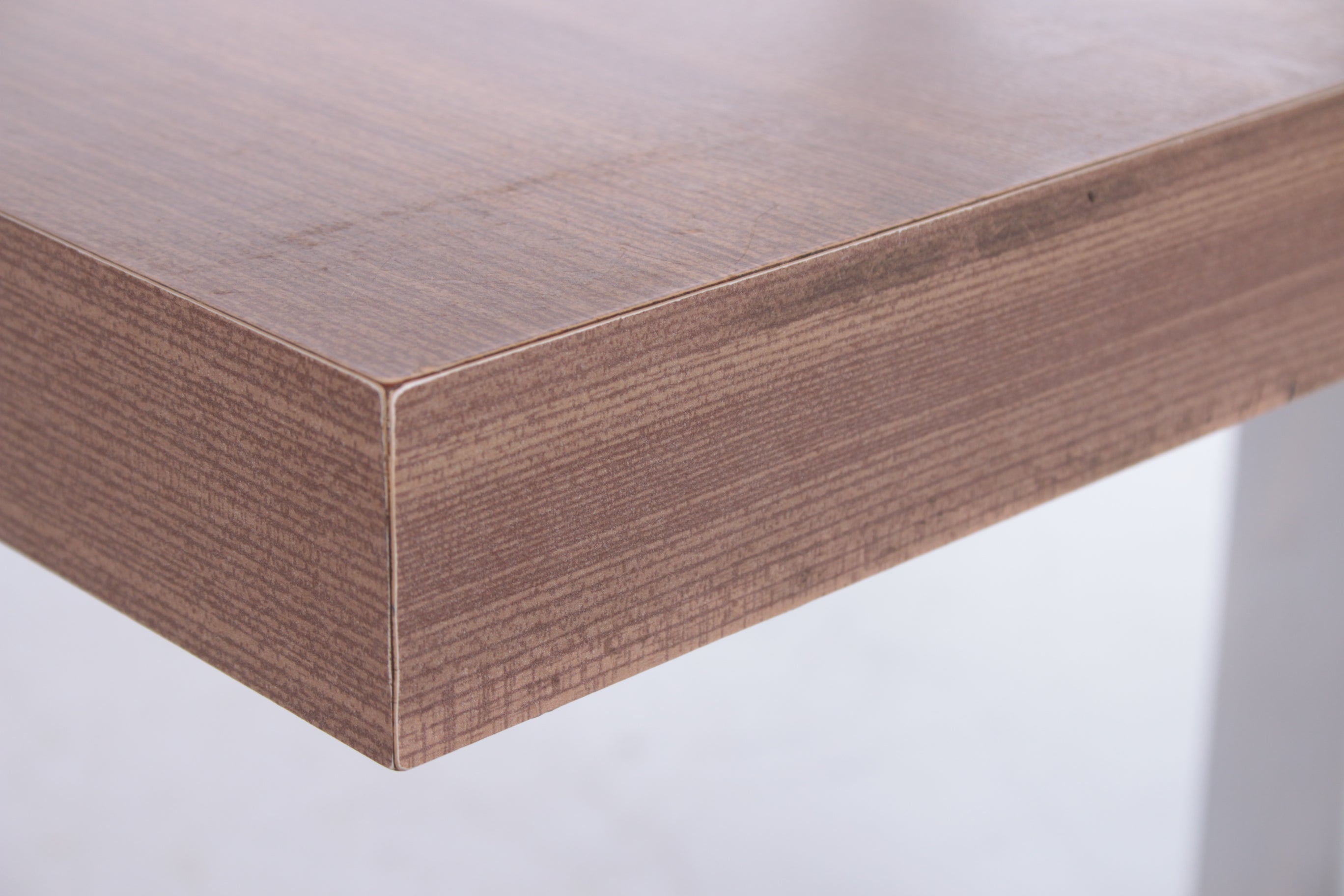 Retro Vintage Strakke Salontafel hout en chroom jaren 70 detail rand